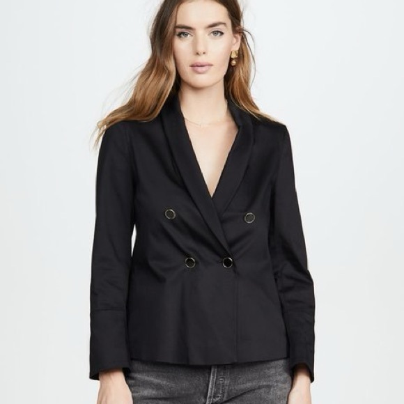 AYR “The Coat” Blazer Size: 0, Double-breasted, waist-length Shawl collar Black - Picture 2 of 9